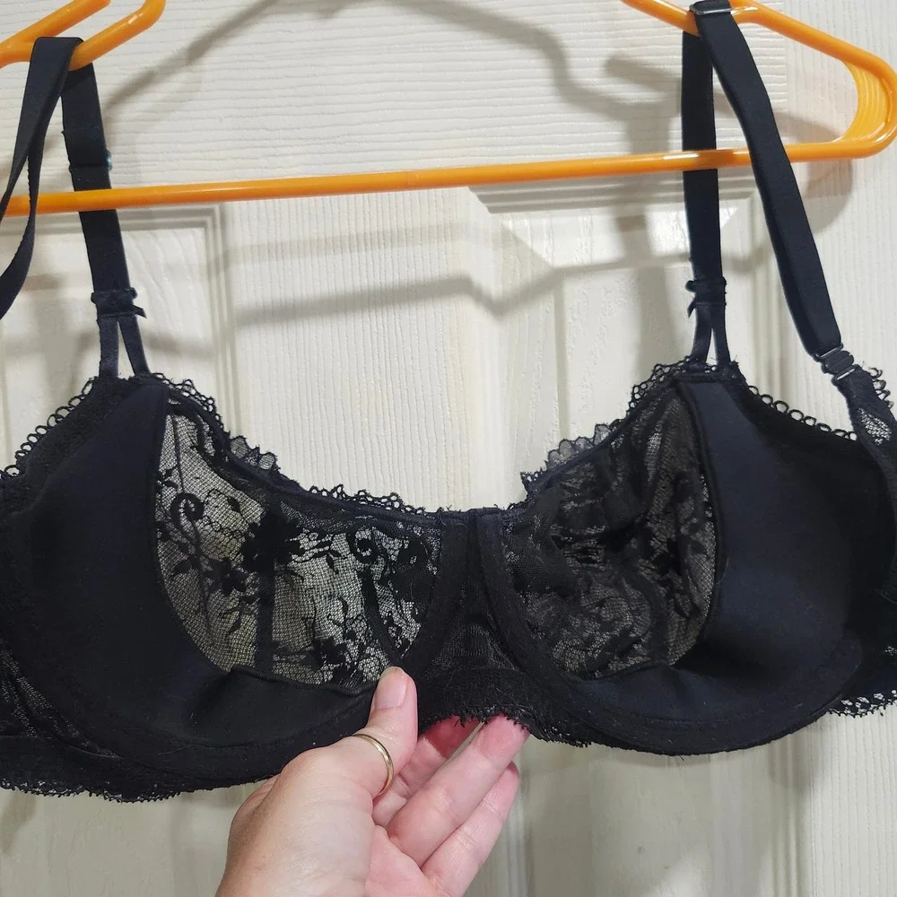 Victorias Secret Dream Angels Black Lace Push-Up Without Padding Bra 34DDD
